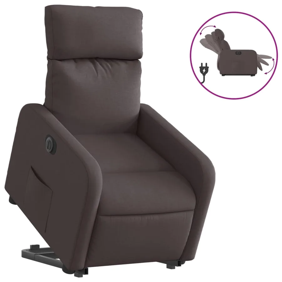 Fauteuil inclinable électrique marron foncé tissu - 2