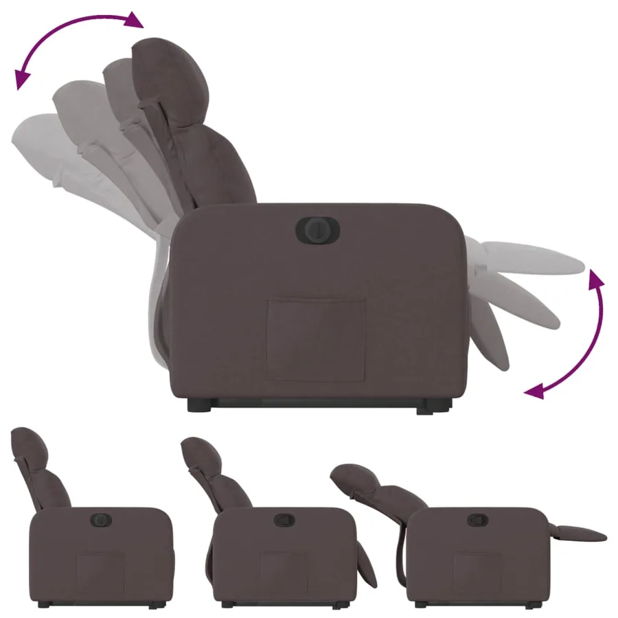 Fauteuil inclinable électrique marron foncé tissu - 7