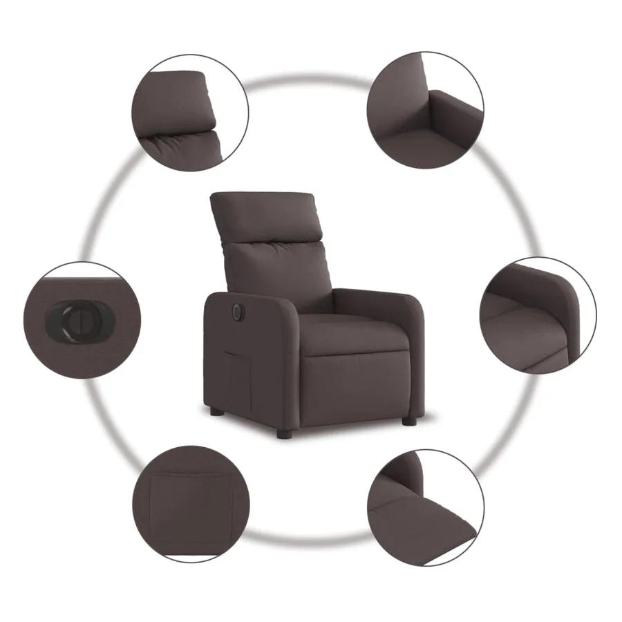Fauteuil inclinable électrique marron foncé tissu - 8