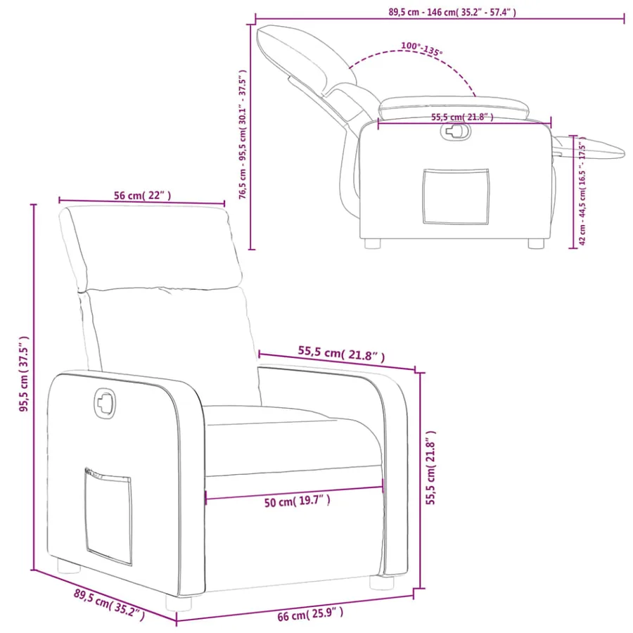 Fauteuil inclinable Cappuccino Similicuir - 11