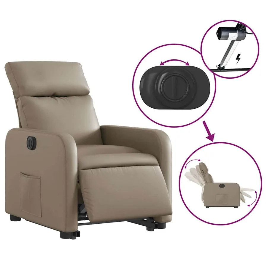 Fauteuil inclinable électrique cappuccino similicuir - 6