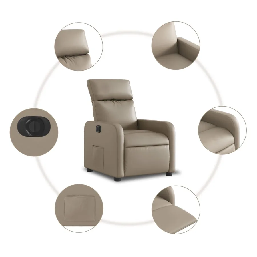 Fauteuil inclinable électrique Cappuccino Similicuir - 8