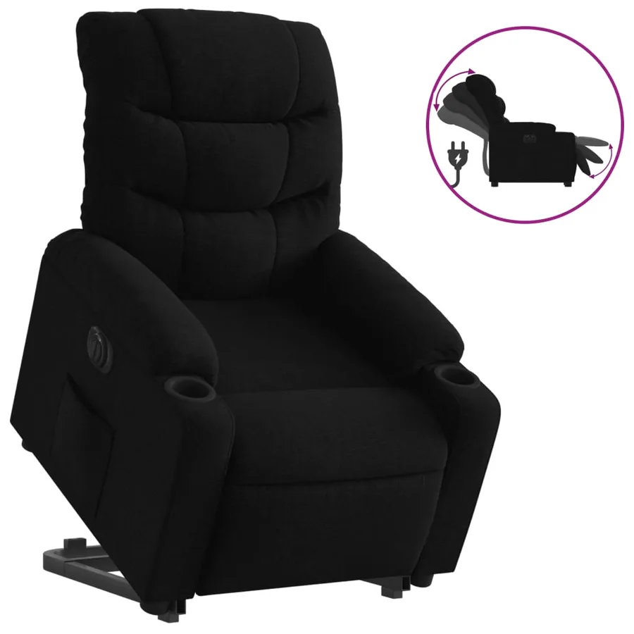 Fauteuil inclinable électrique noir tissu - 2