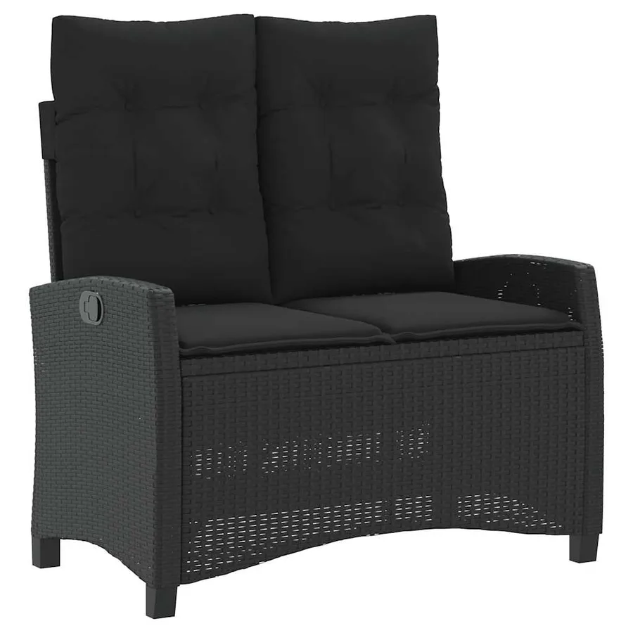 Ensemble à manger de jardin coussins 2pcs noir résine tressée - 3