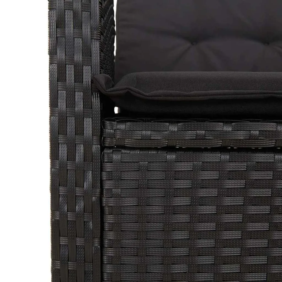 Ensemble à manger de jardin coussins 2pcs noir résine tressée - 5