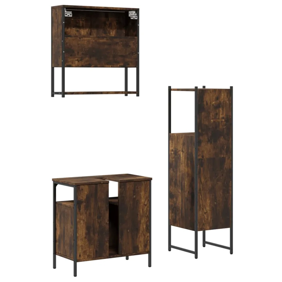 Ensemble de meubles de salle de bain 3 pcs Chêne fumé - 8