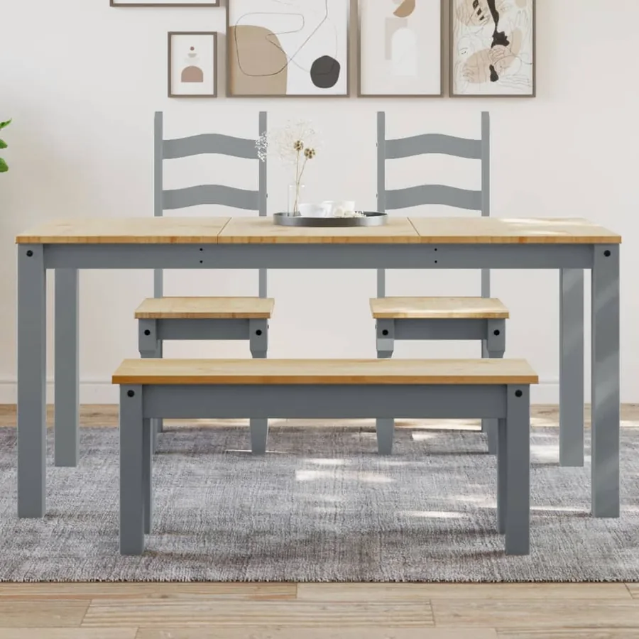 Table à manger PANAMA gris 160x80x75 cm bois massif de pin