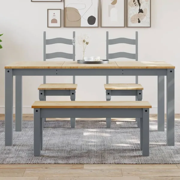 Table à manger PANAMA gris 160x80x75 cm bois massif de pin