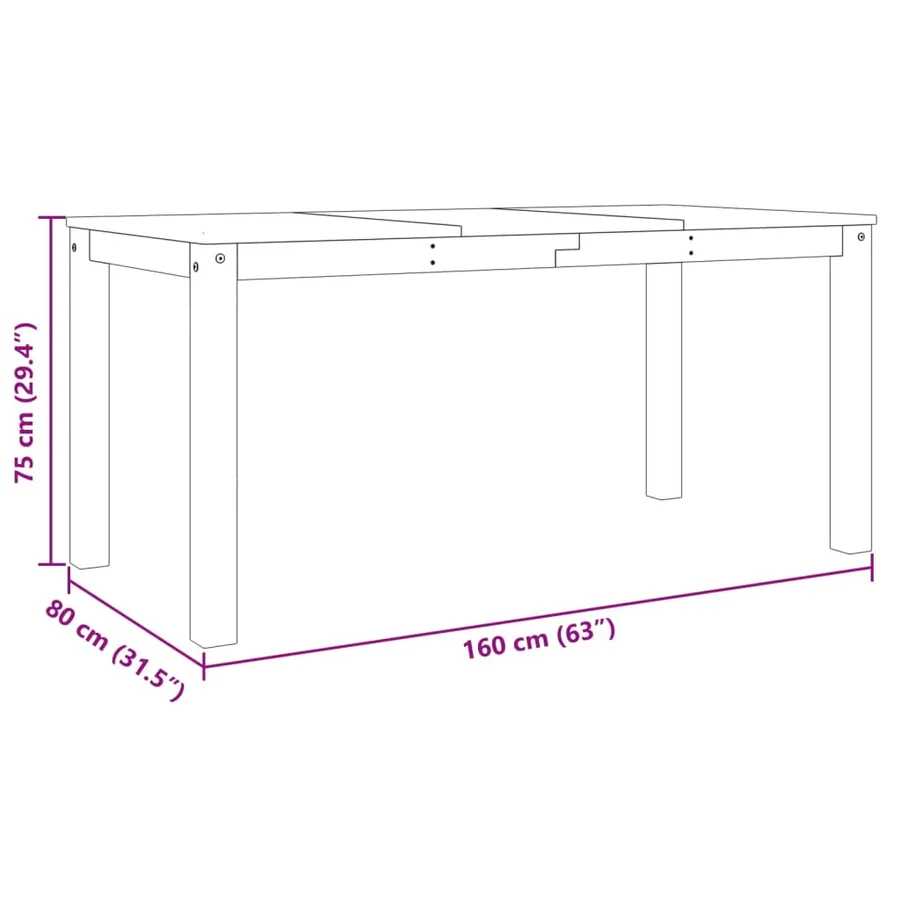 Table à manger PANAMA gris 160x80x75 cm bois massif de pin - 8