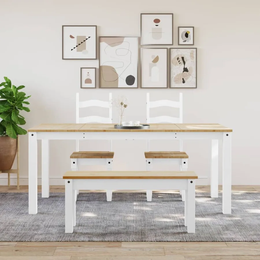 Table à manger PANAMA blanc 180x90x75 cm bois massif de pin - 3