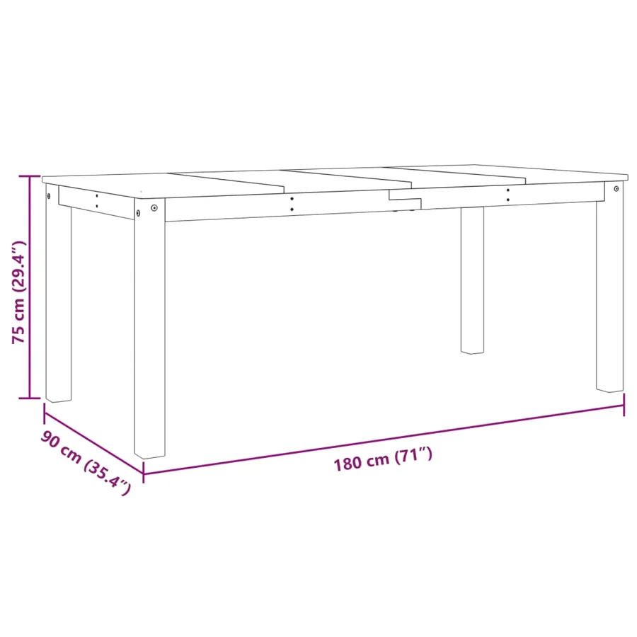 Table à manger PANAMA blanc 180x90x75 cm bois massif de pin - 8