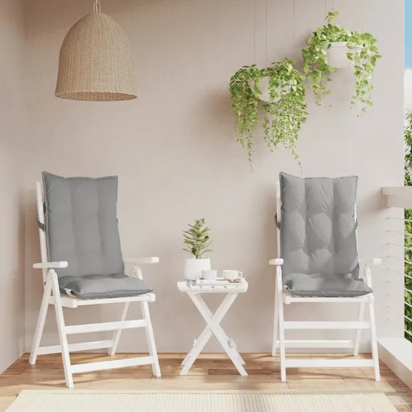 Coussins de chaise à dossier haut lot de 2 gris tissu oxford