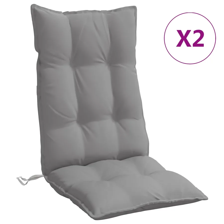 Coussins de chaise à dossier haut lot de 2 gris tissu oxford - 2