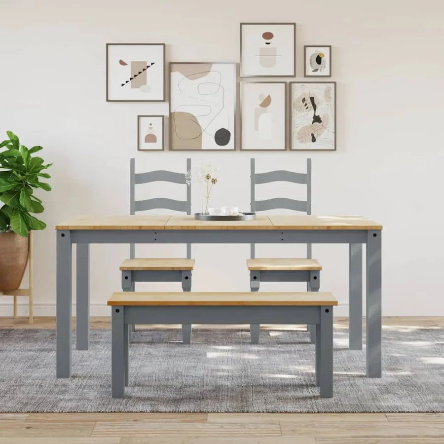 Banc à manger PANAMA gris 105x30x45 cm bois massif de pin - 3