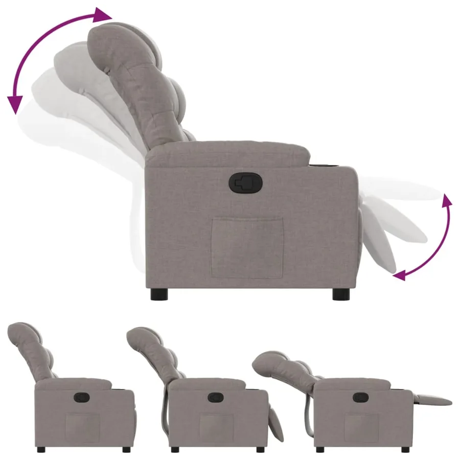 Fauteuil inclinable Taupe Tissu - 4