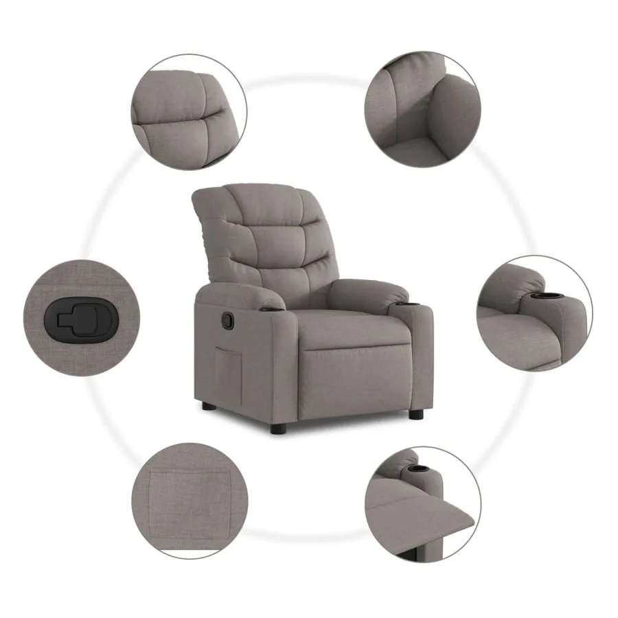 Fauteuil inclinable Taupe Tissu - 5