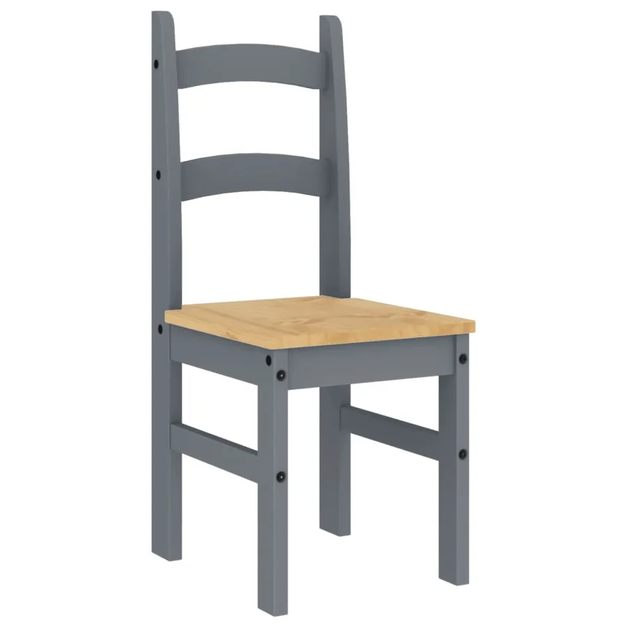 Chaises à manger lot de 2 gris 40x46x99 cm bois massif de pin - 5