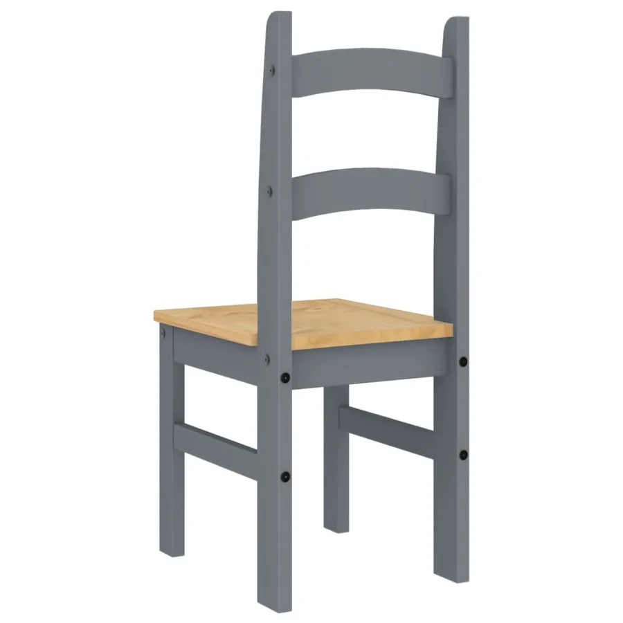 Chaises à manger lot de 2 gris 40x46x99 cm bois massif de pin - 7