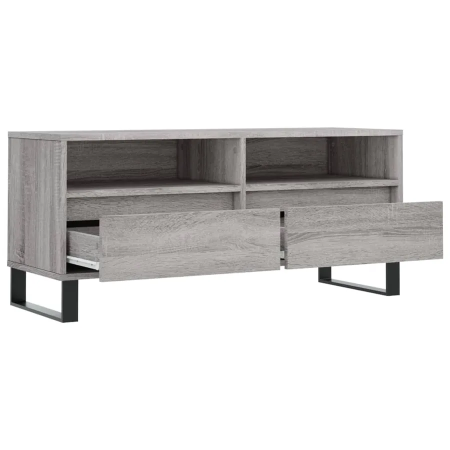 Meuble TV sonoma gris 100x34,5x44,5 cm bois d'ingénierie - 6