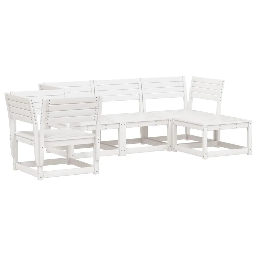 Salon de jardin 5 pcs blanc bois massif de pin - 2