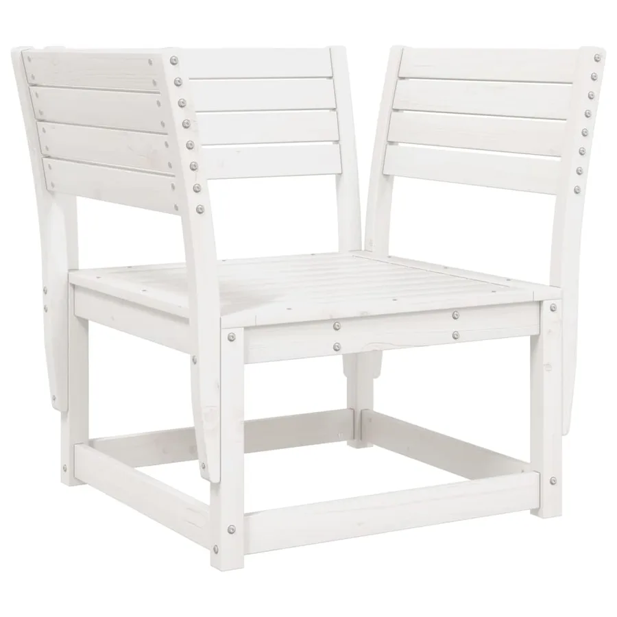 Salon de jardin 5 pcs blanc bois massif de pin - 3