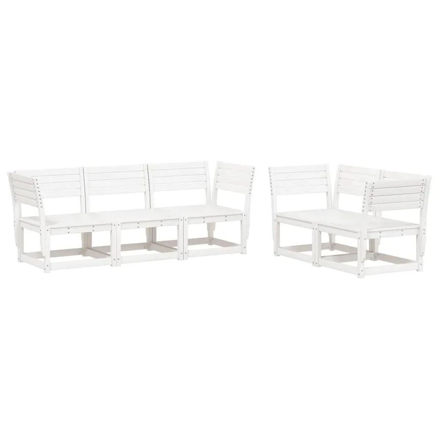 Salon de jardin 5 pcs blanc bois massif de pin - 2