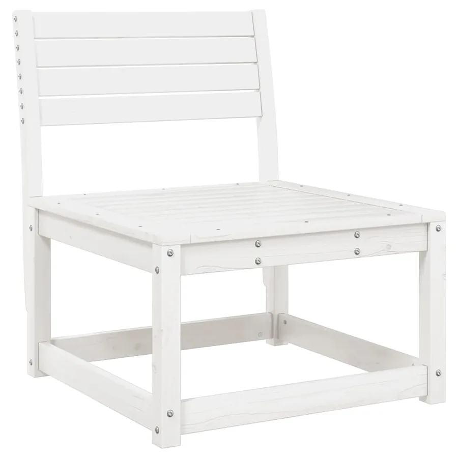 Salon de jardin 5 pcs blanc bois massif de pin - 4
