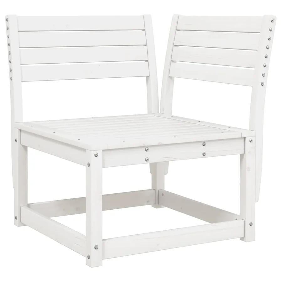 Salon de jardin 5 pcs blanc bois massif de pin - 5