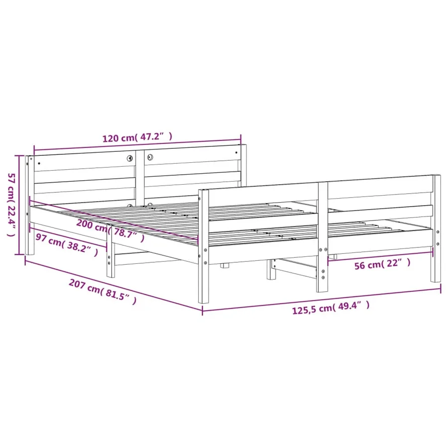 Cadre de lit sans matelas 120x200 cm bois de pin massif - 9