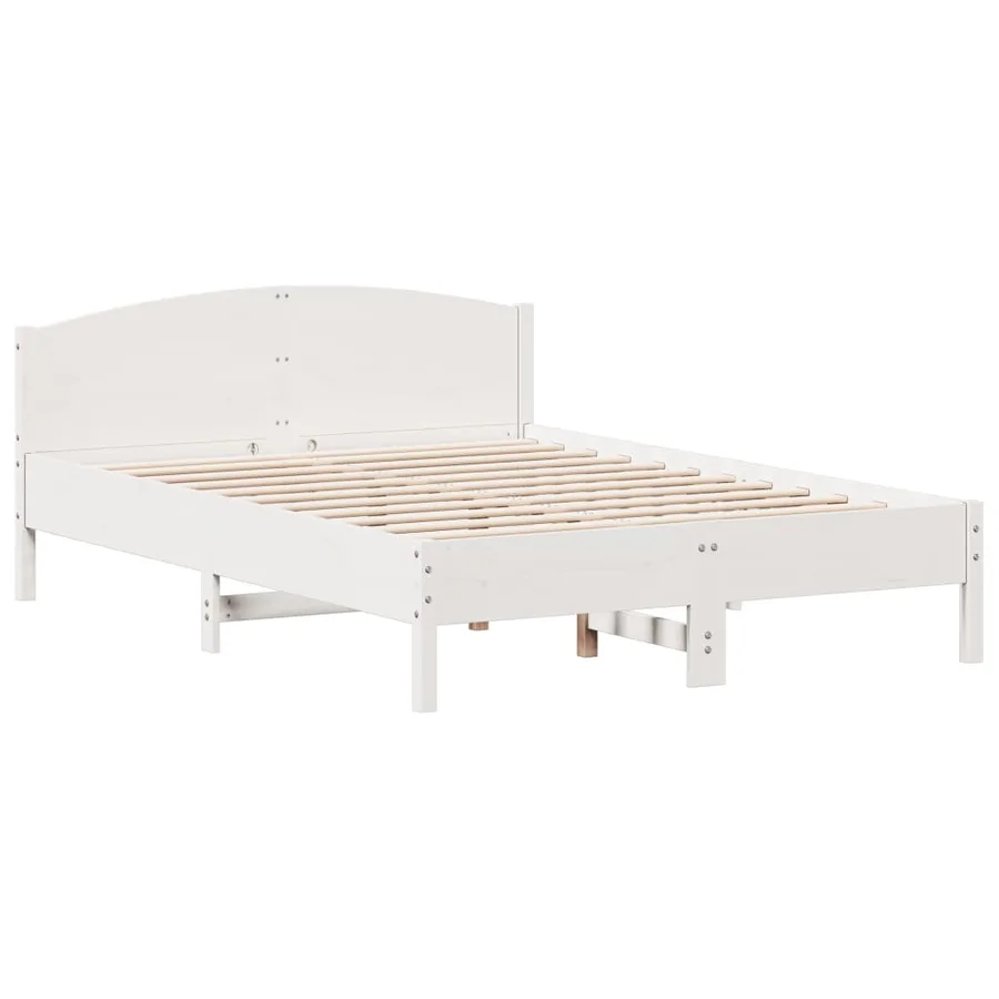 Cadre de lit avec tête de lit blanc 160x200 cm bois pin massif - 2