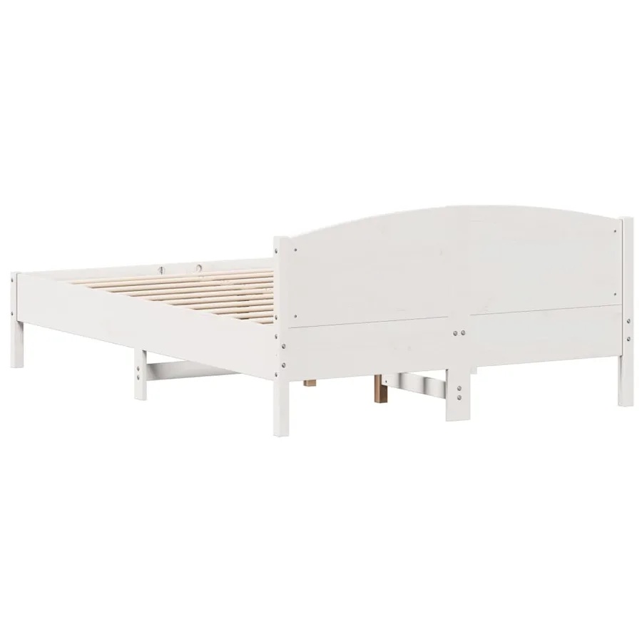 Cadre de lit avec tête de lit blanc 160x200 cm bois pin massif - 6