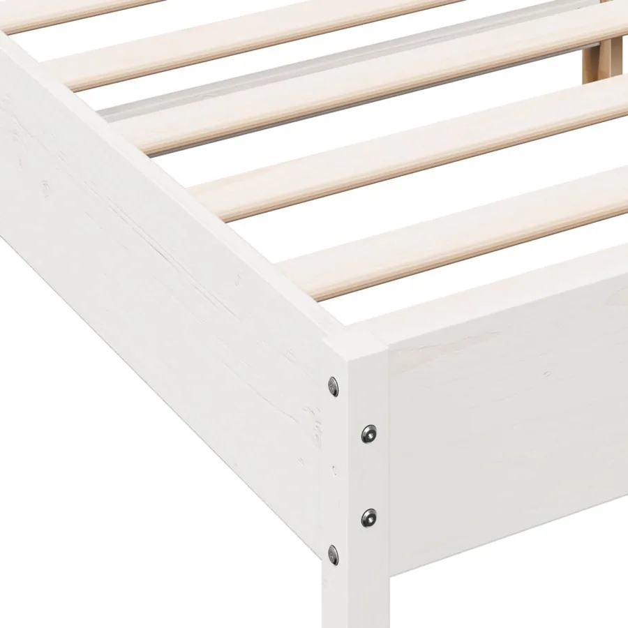 Cadre de lit avec tête de lit blanc 160x200 cm bois pin massif - 7