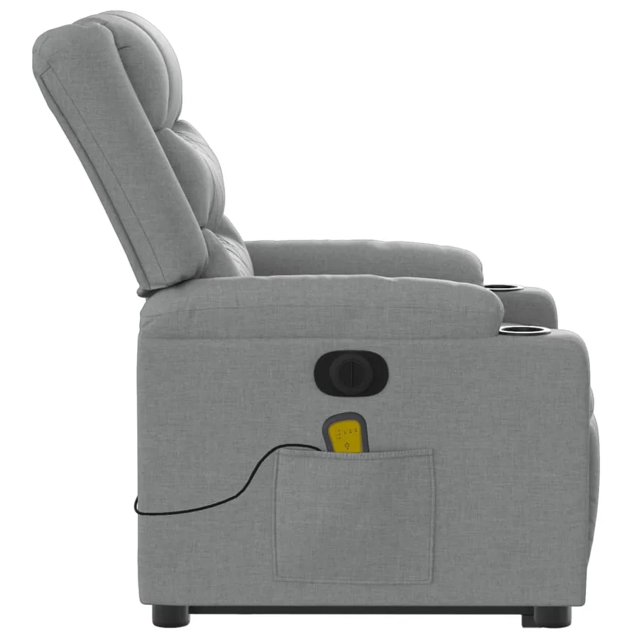 Fauteuil inclinable de massage électrique Gris clair Tissu - 10