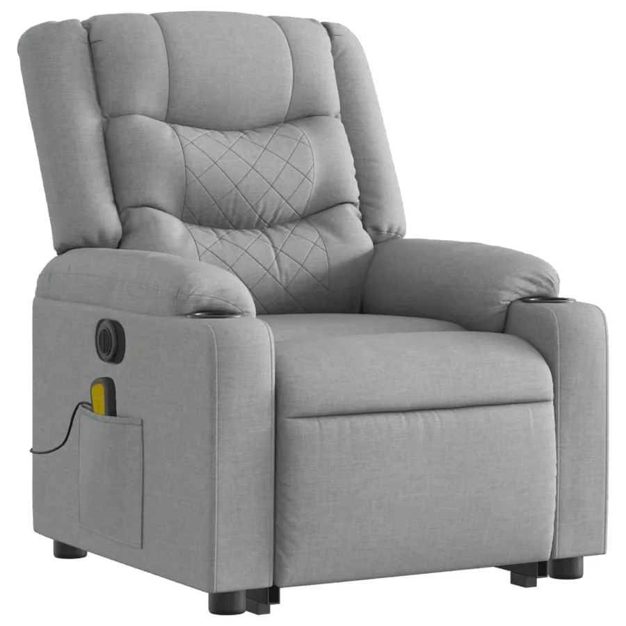 Fauteuil inclinable de massage électrique Gris clair Tissu - 4