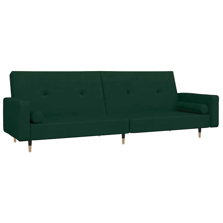 Canapé-lit à 2 places avec deux oreillers Vert foncé Velours - 2