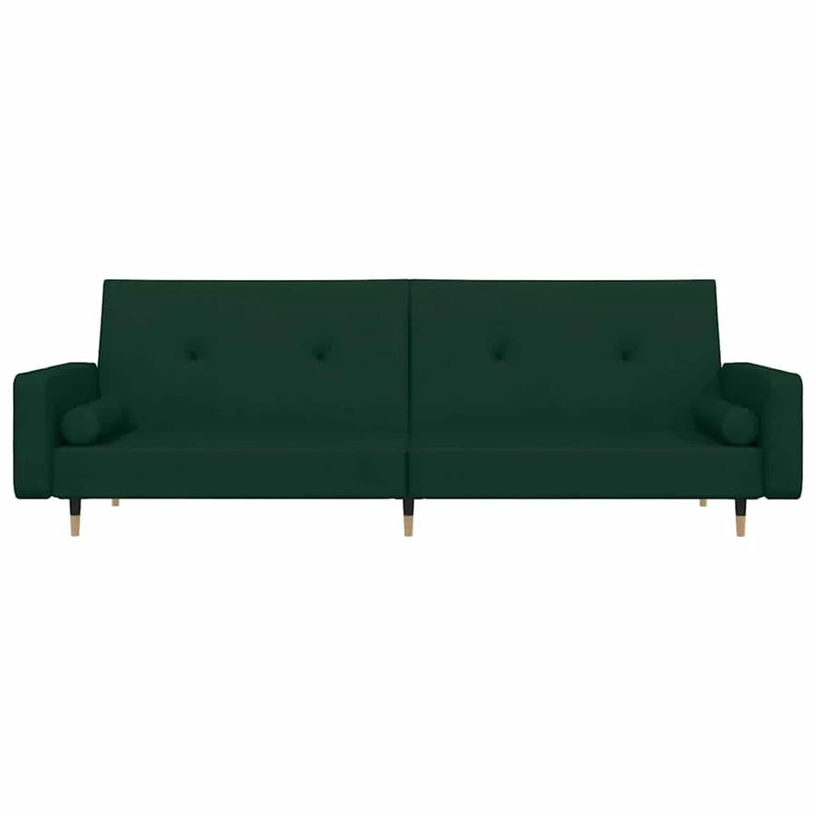 Canapé-lit à 2 places avec deux oreillers Vert foncé Velours - 4
