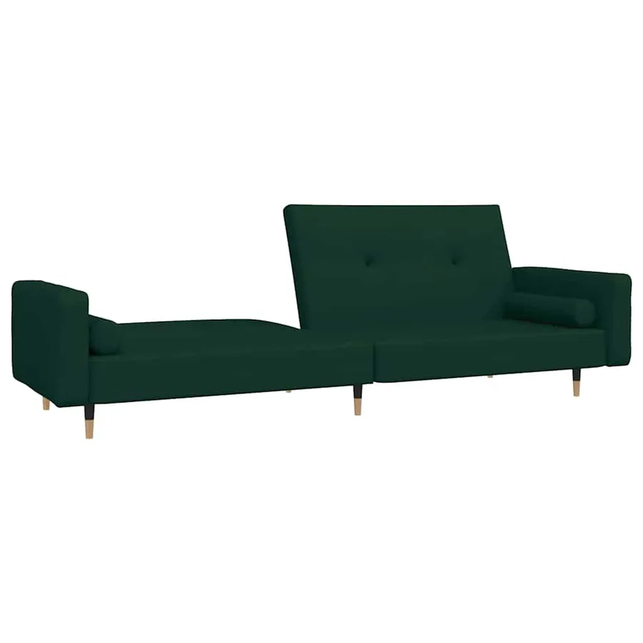 Canapé-lit à 2 places avec deux oreillers Vert foncé Velours - 5