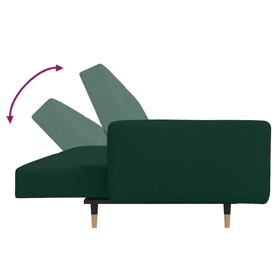 Canapé-lit à 2 places avec deux oreillers Vert foncé Velours - 8