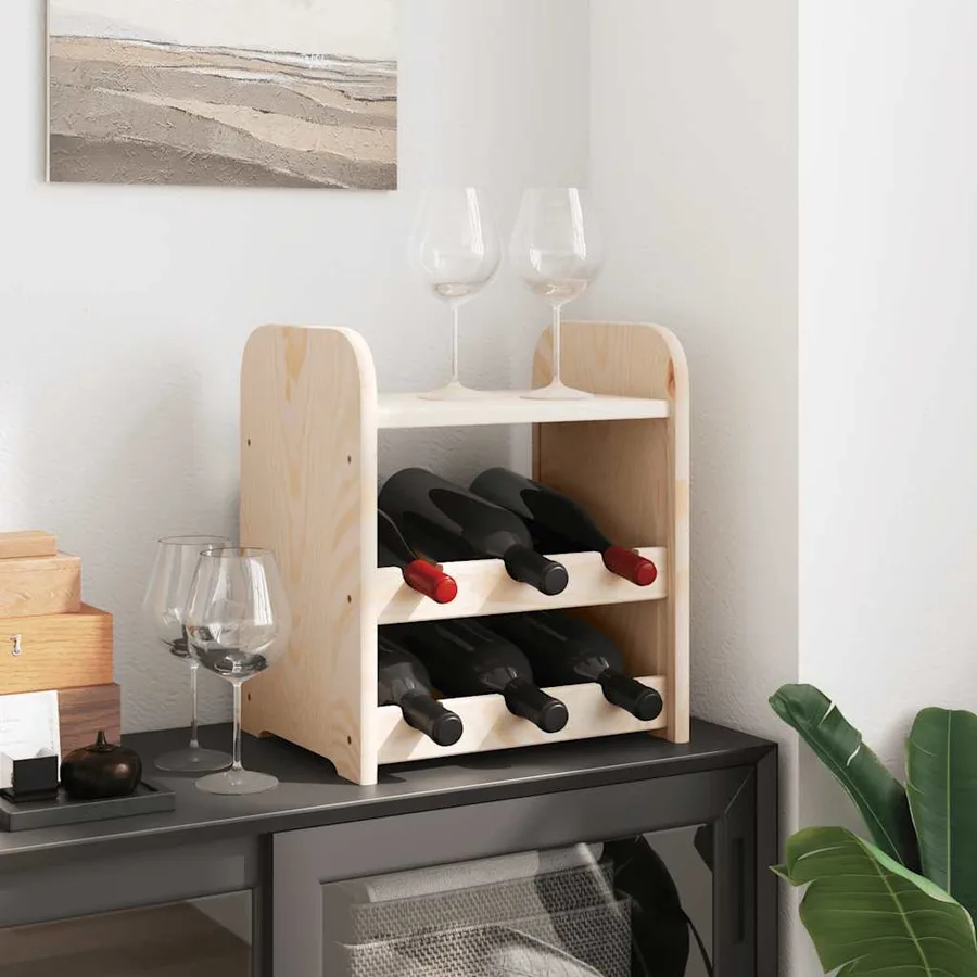 Casier à vin avec panneau supérieur 33x25x37 cm bois pin massif - 3