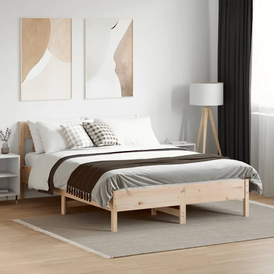 Cadre de lit sans matelas 140x190 cm bois de pin massif - 3
