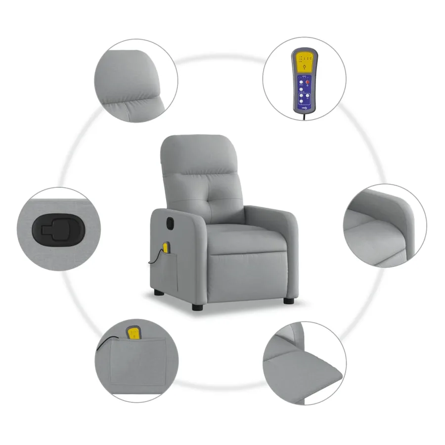 Fauteuil de massage inclinable Gris clair Tissu - 6