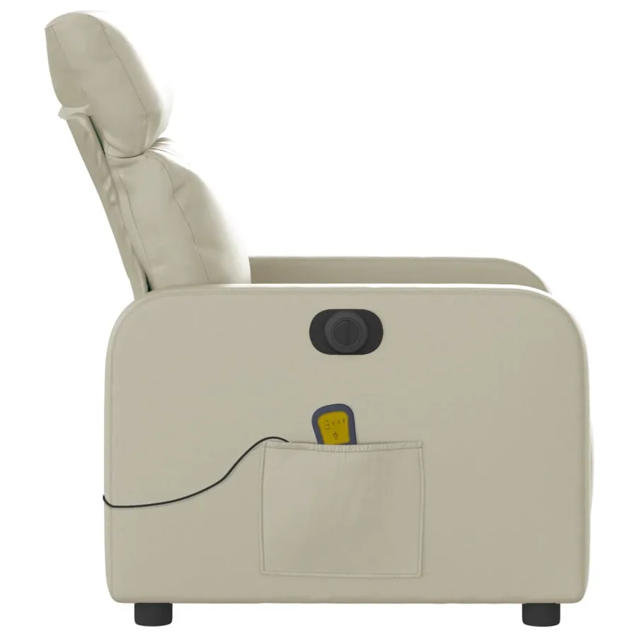 Fauteuil de massage inclinable électrique crème similicuir - 10
