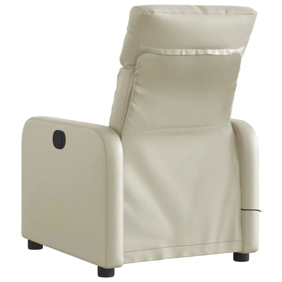 Fauteuil de massage inclinable électrique crème similicuir - 5