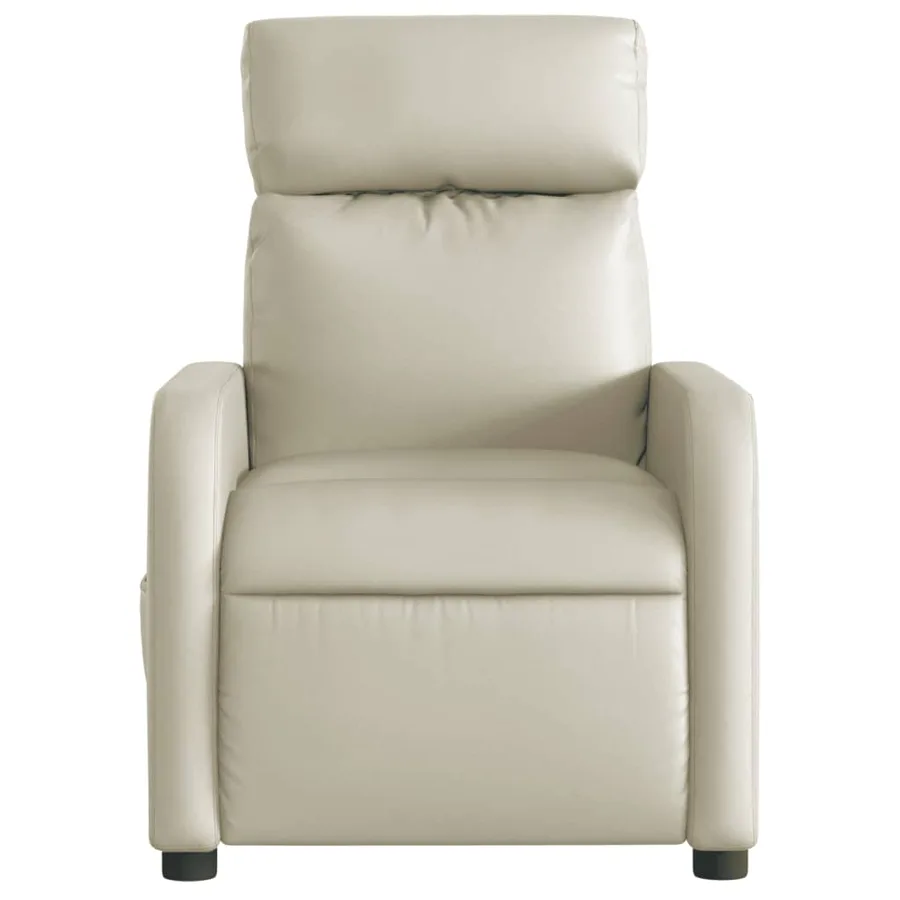 Fauteuil de massage inclinable électrique crème similicuir - 9