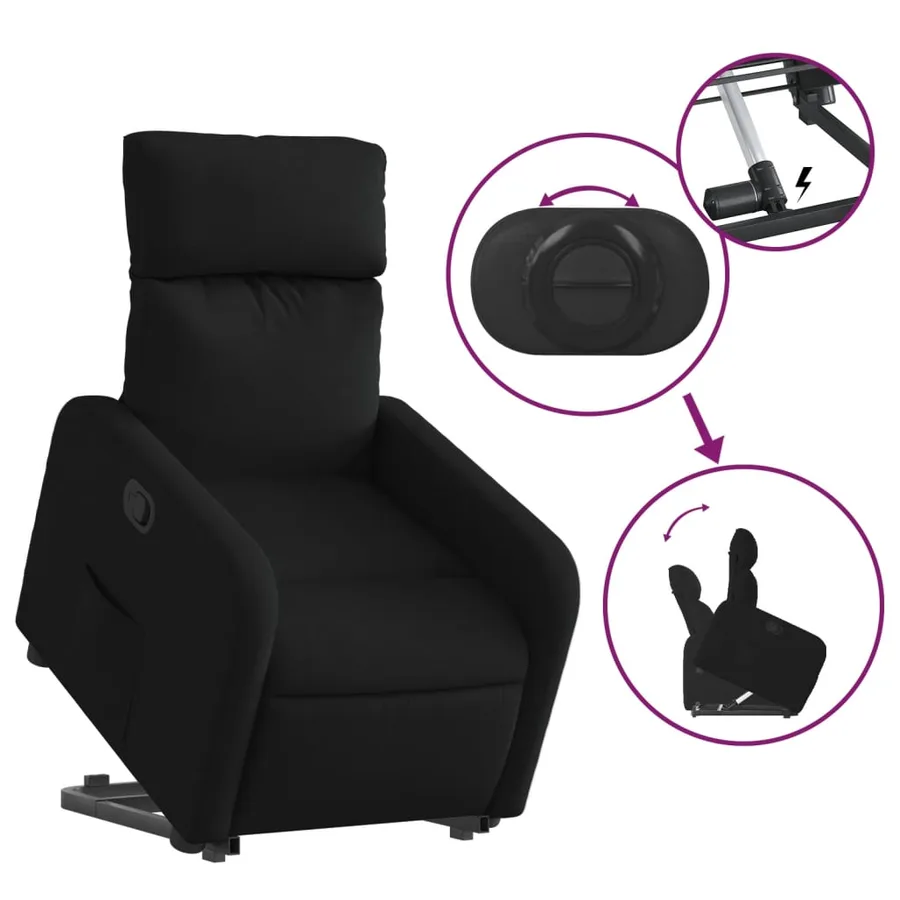 Fauteuil inclinable noir tissu - 6
