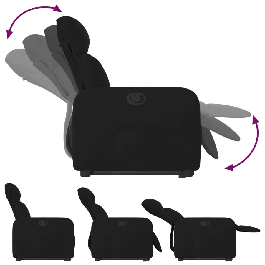 Fauteuil inclinable noir tissu - 7