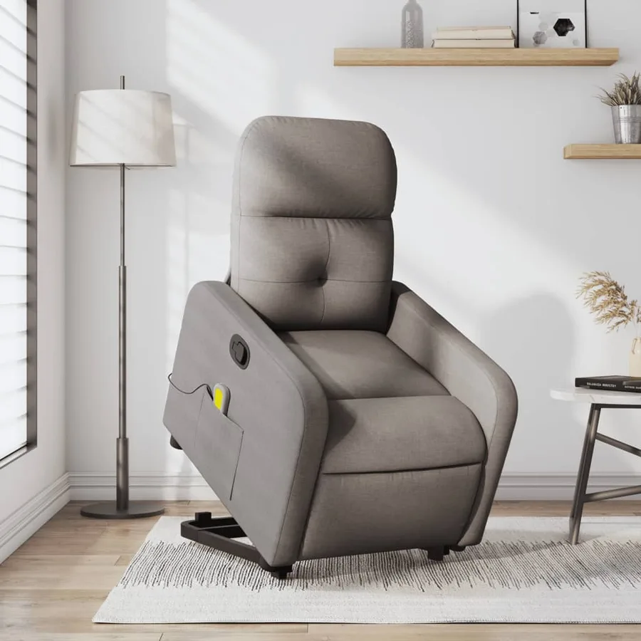 Fauteuil inclinable de massage Taupe Tissu - 14