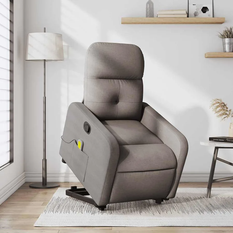 Fauteuil inclinable de massage Taupe Tissu - 15