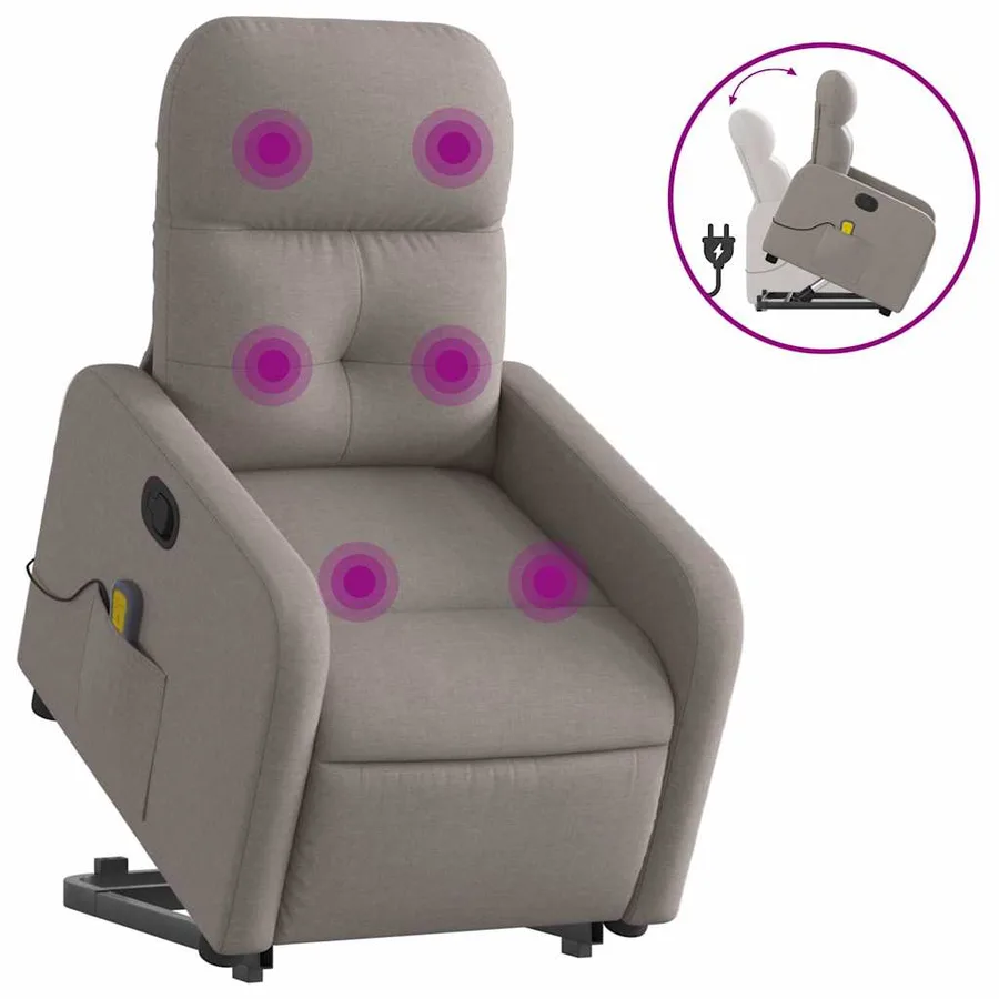 Fauteuil inclinable de massage Taupe Tissu - 2