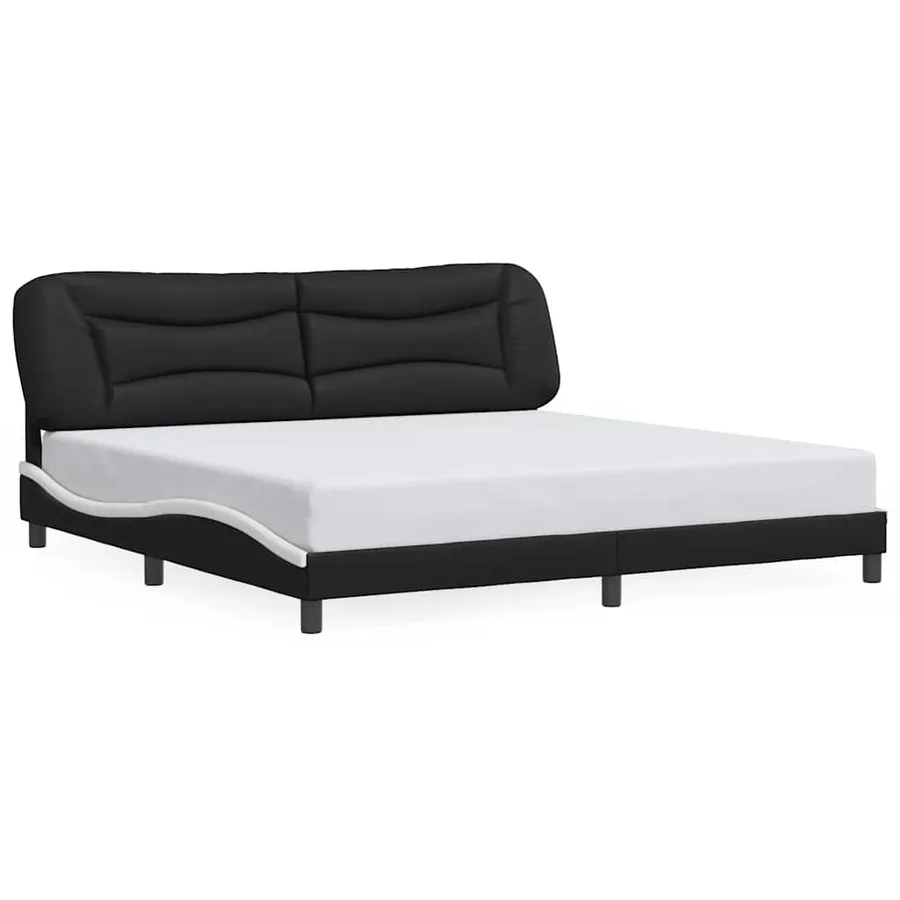 Cadre de lit sans matelas Hvar noir et blanc 200x200 cm similicuir - 2